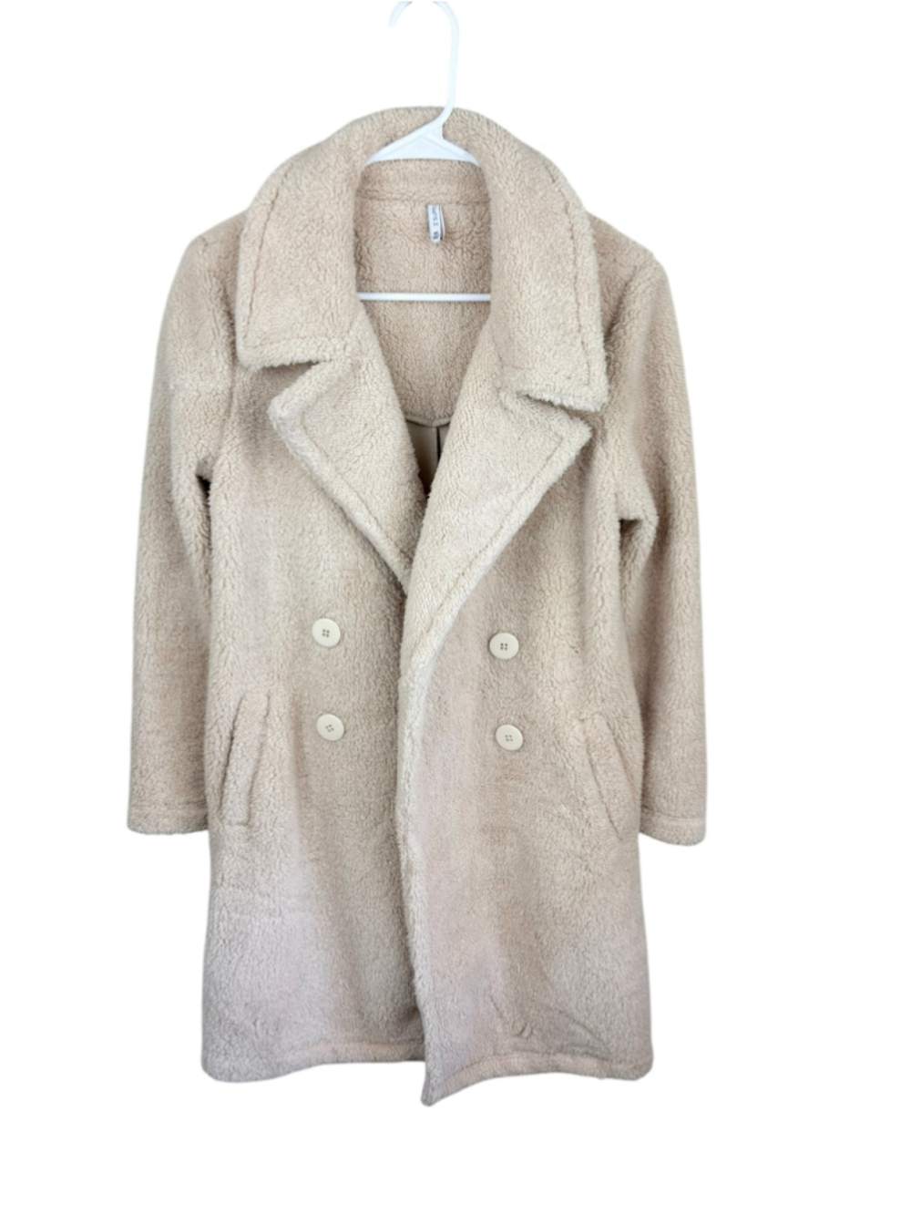 Z Supply Teddy Coat Jacket Women’s XS Beige Soft Plush Cozy Sherpa Button Front - Picture 2 of 10